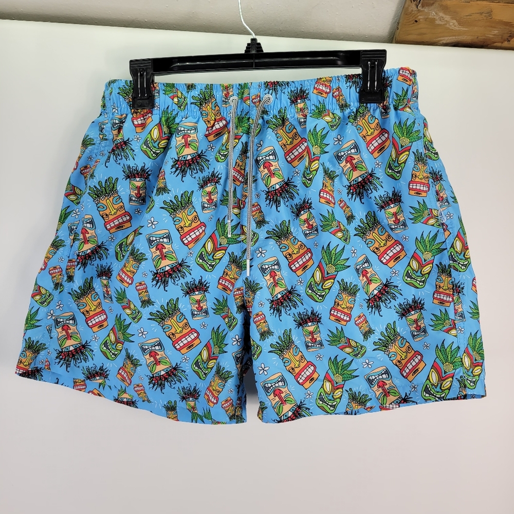 Kids Boardies Apparel Tiki Mask Board Shorts Size Large Drawstring